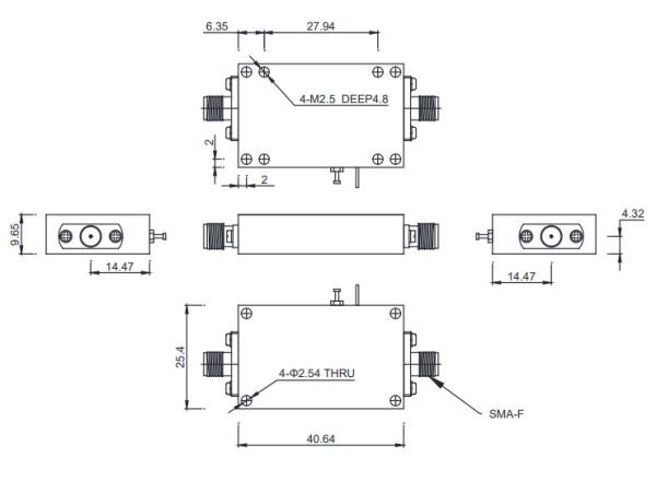 8 - 18 GHz P1dB 21 dBm Ku Band Amplifier  VHF RF Amplifier