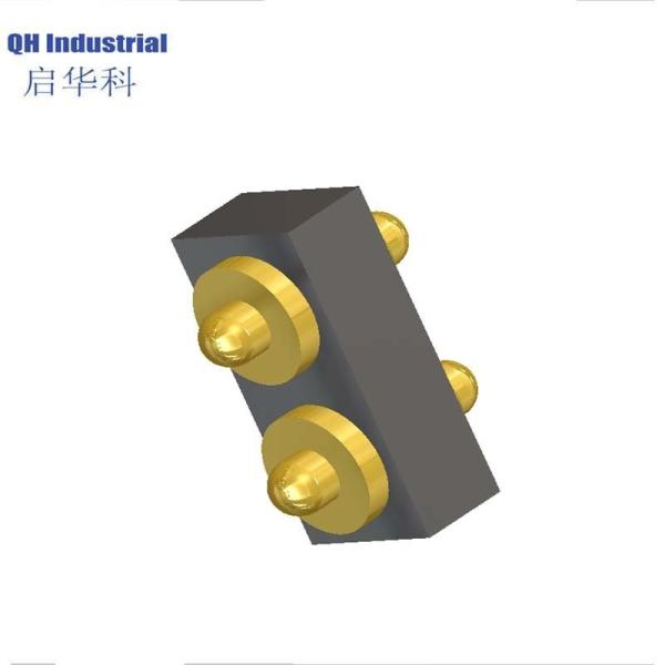 High plated gold brass double ends charger battery current socket mount head flat 2pins pcb pogo pin connector
