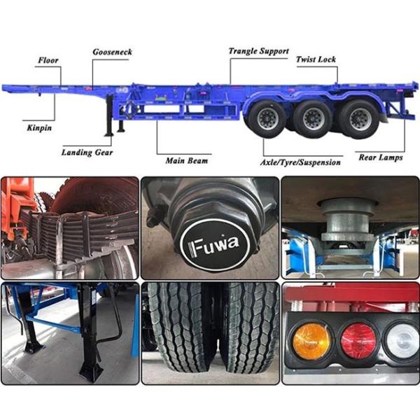 Yellow CE 20ft Skel Trailer Q345B Skeleton Container Trailer