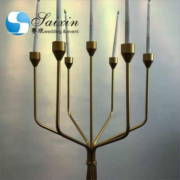 7 Arms Metal Candle Candelabra For Fireplace Elegant Gold Plated 138CM