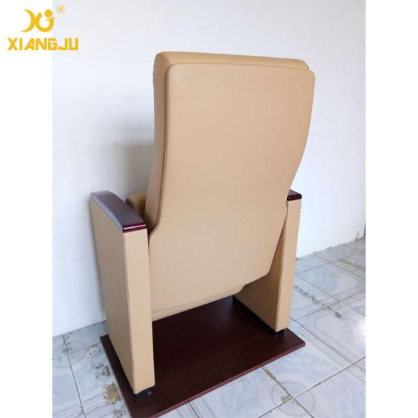 Real Leather Standard Soft Auditorium Chairs 6.5MM Width Armrest Tip Up Seat