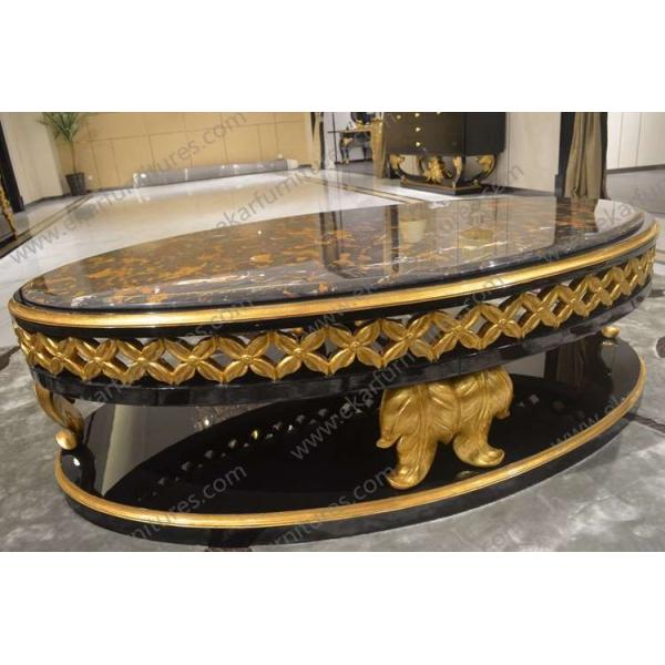 Luxury Royal Antique Gold Square Wooden Shenzhen hand carved Coffee Tables AT-301
