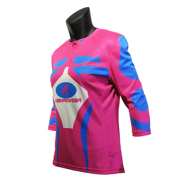 Pretty 3/4 Sleeve Cycling Jersey , Quick Dry Womens MTB Jersey Breathable
