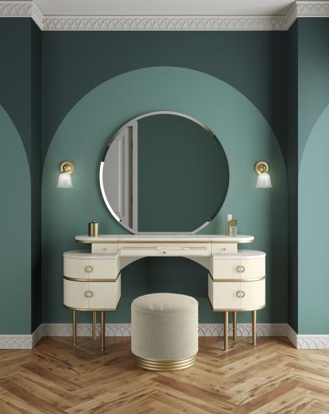Mirrored Makeup Vanity Desk Dressing Table Chair Set ODM