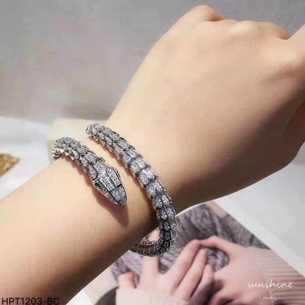 925 Sterling Silver Snake Bangle Bracelet Cuff Open Size Jewelry