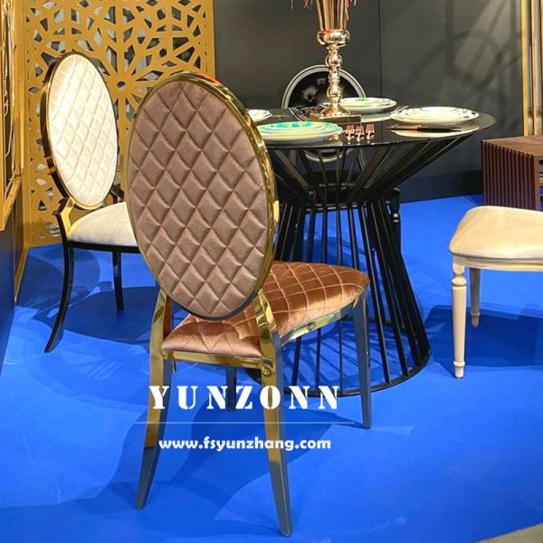 Modern Style Wedding Dining Chairs Stainless Steel and Velvet Hotel Chairs Stackable Elegant Chairs