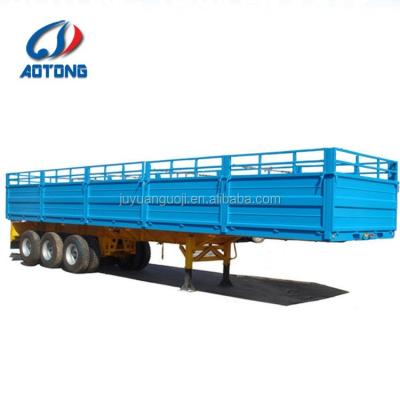 Tri-angle 50tons drop side wall bulk cargo transporting sidewall semi trailer truck