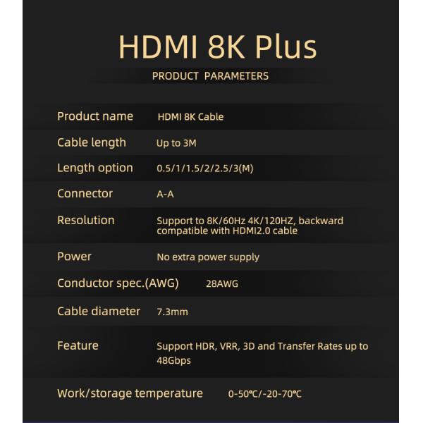 8K Cabo 1M 0.5M 8K 60Hz Kabel Ultra 48Gbps High Speed 8K HDMI Cable