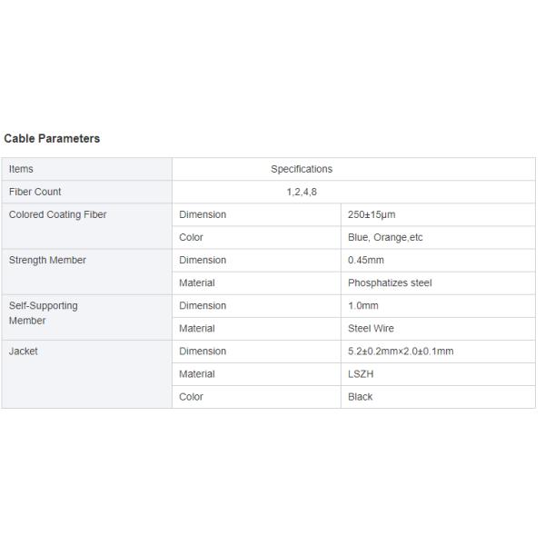 LSZH Self Supporting FTTH Fiber Optic Drop Cable GJYXFCH Outdoor 2x5mm