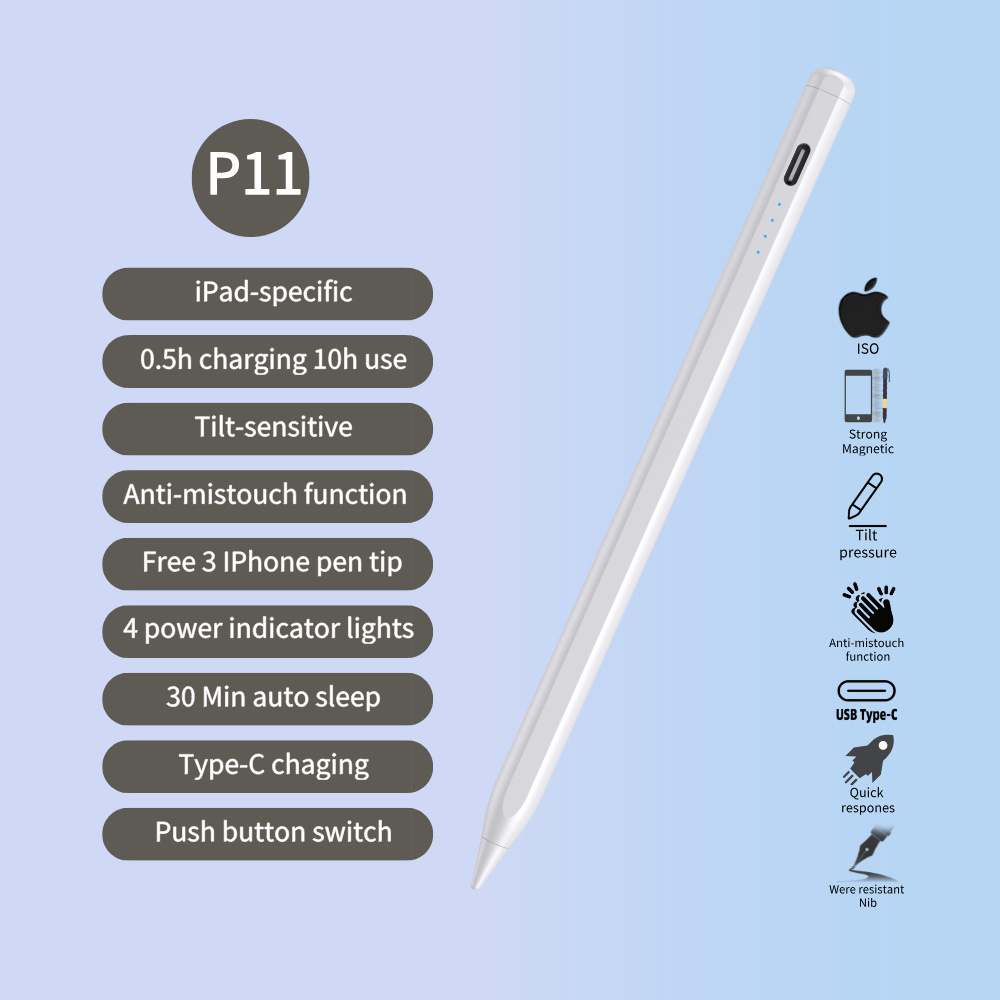 iPhone Original Pen Tip Stylus Pen Palm Rejection Tilt Angle Sensing Pencil Touch Screen Pens with ipad Display