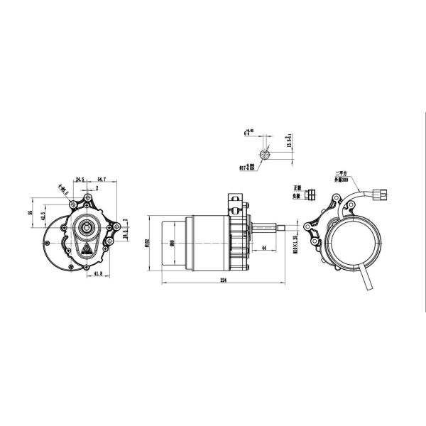 Brush Design 250W MY1016Z Wheelchair Motor with Deceleration and Electromagnetic Brake