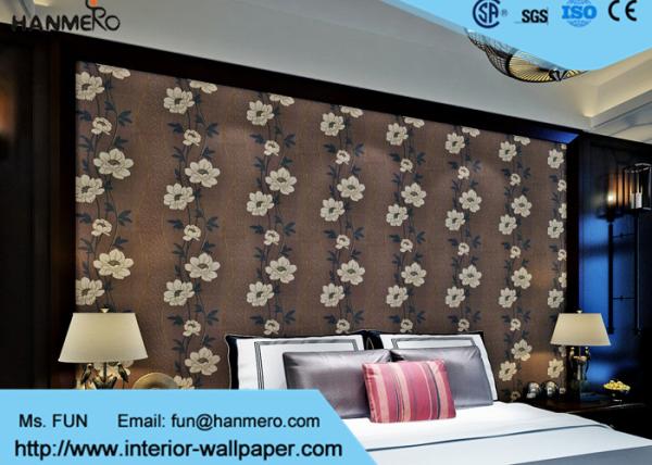 Floral Interior House Decoration Wallpaper With Non Woven Materials , Brown Color