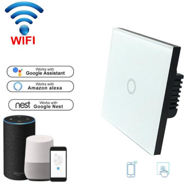 Touch Switch Wireless Wifi Light Switch EU Standard Smart Switch 90-240V support Alexa/google home