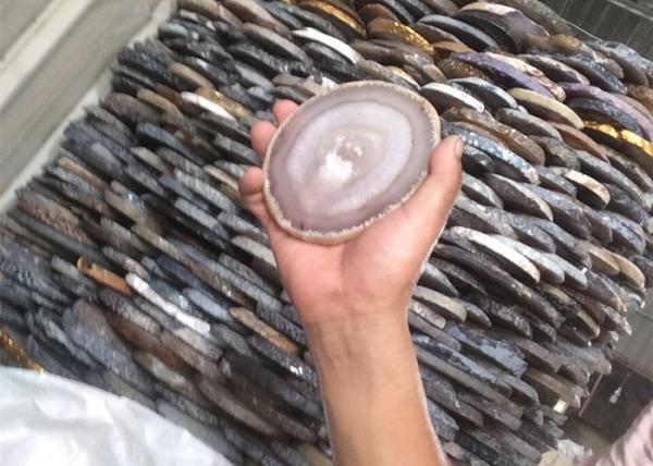 Polished Natural Stone Crafts Agate Stone Slice Oval Shape For Tea Coasters