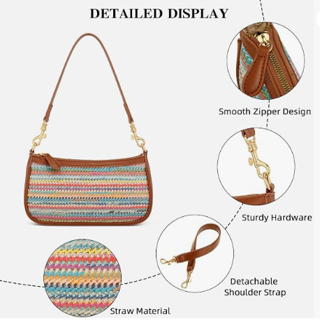 Small Black Purse for Women, Cute Mini Shoulder Bag Zipper Closure | 2 Removable Straps, Retro Underarm Bags, Classic Crossbody Bag, Handbag for Women