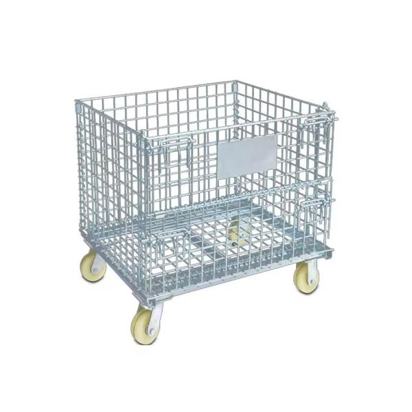Foldable Heavy Duty Galvanized Collapsible Metal Wire Mesh Container with Serviceability