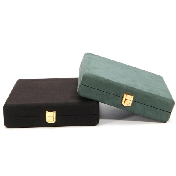 Noir Hanhong Coordonné personnalisé d' un coin en microfibre en cuir Anneau de bijoux Boîte d'emballage Luxe ensemble de collier de perles Boîte de stockage de bijoux