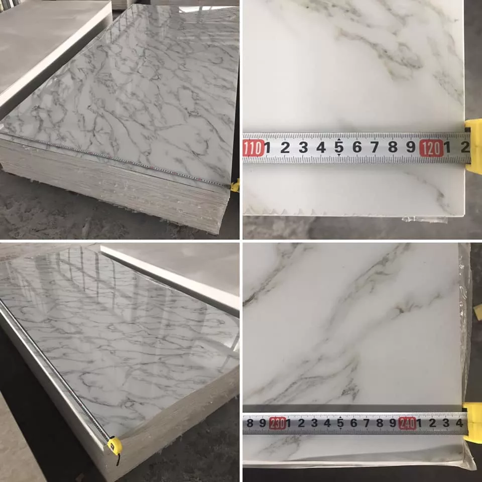 Luxury High Glossy 1220x2440mm 3mm PVC Marble Sheet Interior Wall Decoration