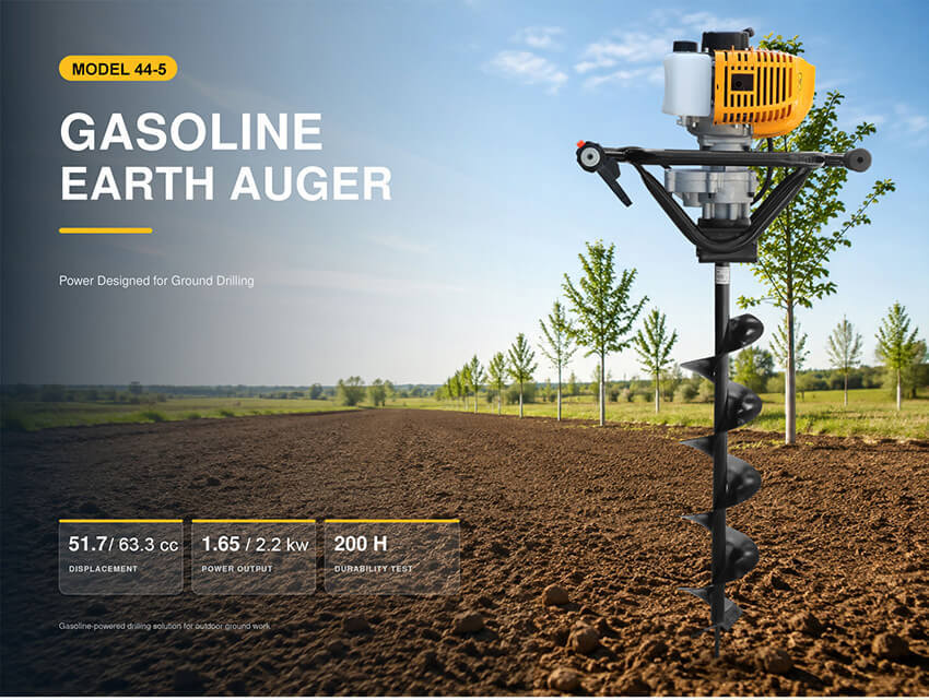 51.7cc 63.3cc Gas Powered Earth Auger Machine with Drill Bit for Fence Post Digging