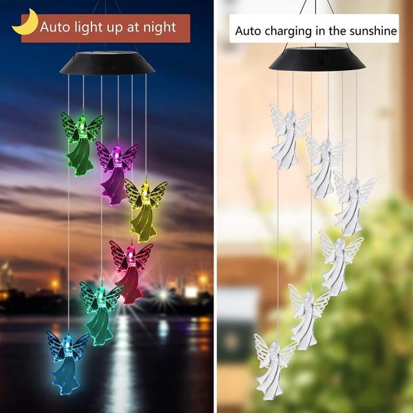 360° Beam Angle Colorful Angel Wind Chimes for Outdoor Solar Lights Fairy Garden Decor