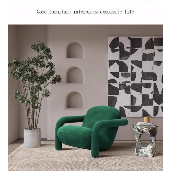 Custom Comfortable Upholstered Armrest Single Sofa Chair Solid Wood Frame Modern Velvet Fabric Dining Living Room Bedroom