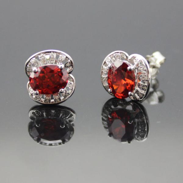 Sterling Silver Green Cubic Zircon Stud Earrings(E03)