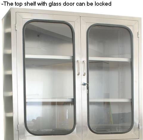 300*1750mm Hospital Stainless Steel Medical Cabinet Wardrobe Cabinet With Lock