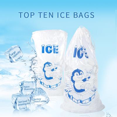 sacos de gelo plásticos do LDPE 10Lb com fechamento do cordão