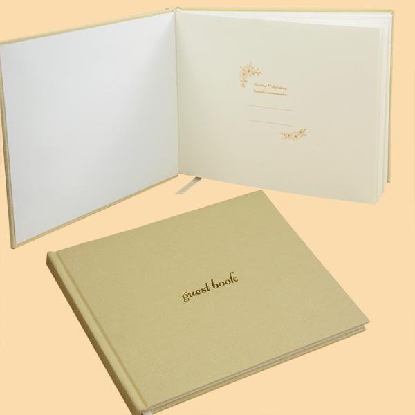 Customize B5 Linen Fabric Blank Hardcover Guest Book Gold Hot Foil Stamping Cover