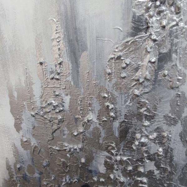 Customized Size Accepted Handpainted Abstract Silver Foil Art Oil Painting Wall Art Decorative Painting