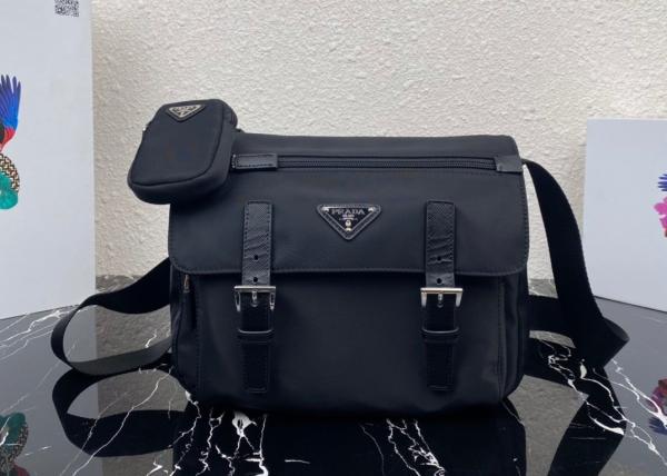 Triangle Logo Luxury Canvas Bag , Adjustable Nylon Shoulder Strap Luxury Messenger Bag