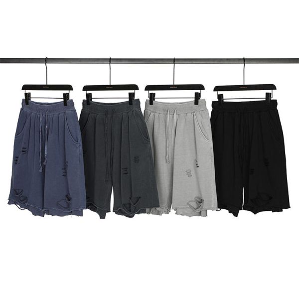 Drawstring Sweat Shorts Distressed Acid Wash Shorts Summer Pant Vintage Cotton Terry Mens Shorts