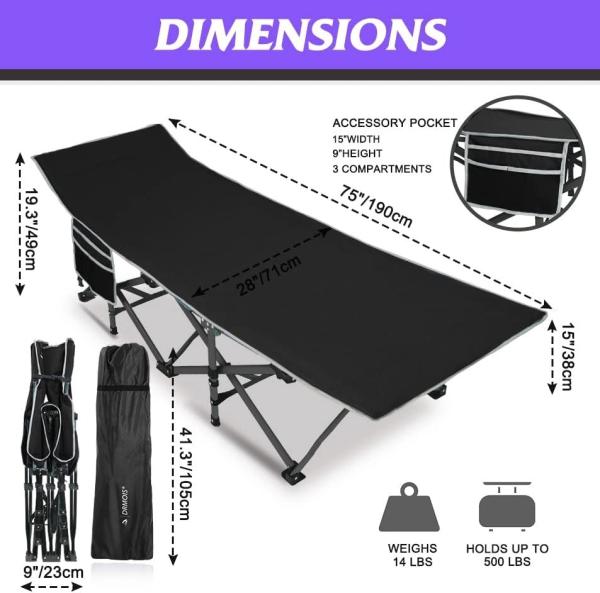 Oversized Portable Foldable Outdoor Bed for Adults Kids, Heavy Duty Cot Traveling Gear Supplier, Office Nap, Beach