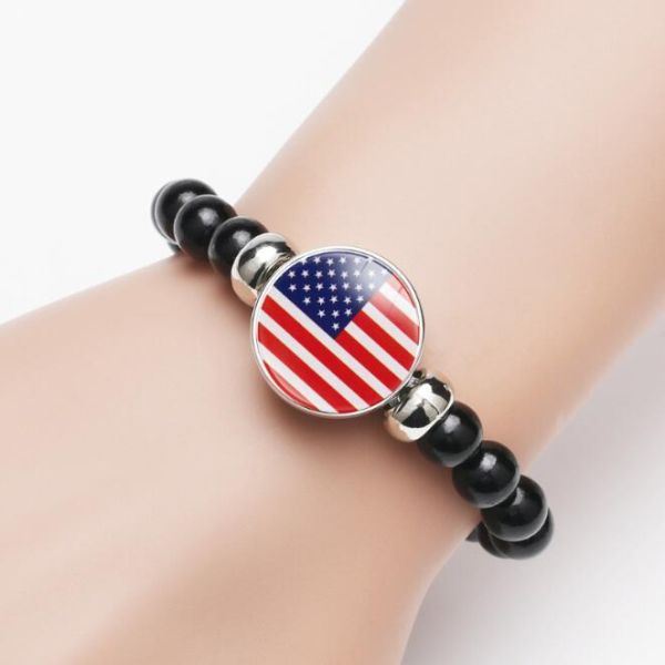 Sublimation Blank Black Stretchy Elastic Band Glass Bead Bracelet Country Flag Bracelet Palestine Lives Beaded Bracelet