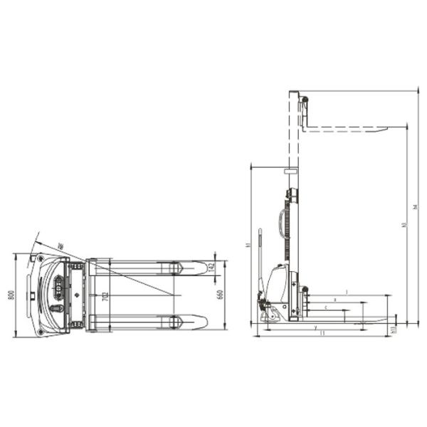 Foot Brake Electric Stacker Truck , High Capacity Semi Electric Stacker