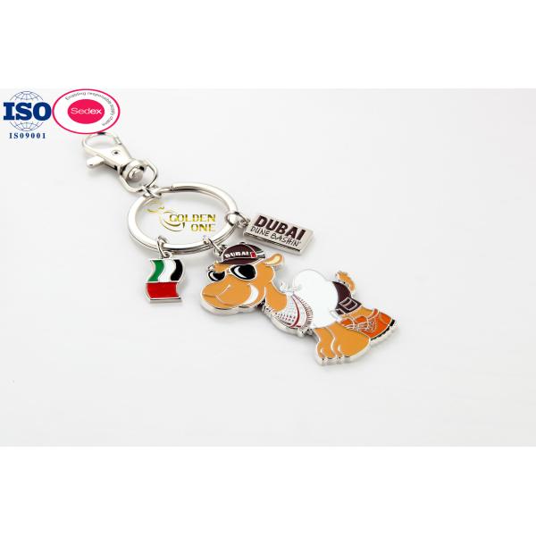 Low Price Accessories Enamel Keyring Shiny Gold Plated add Fake Diamond Letter Heart shape Burj Khalifa Tower Souvenir Keychain