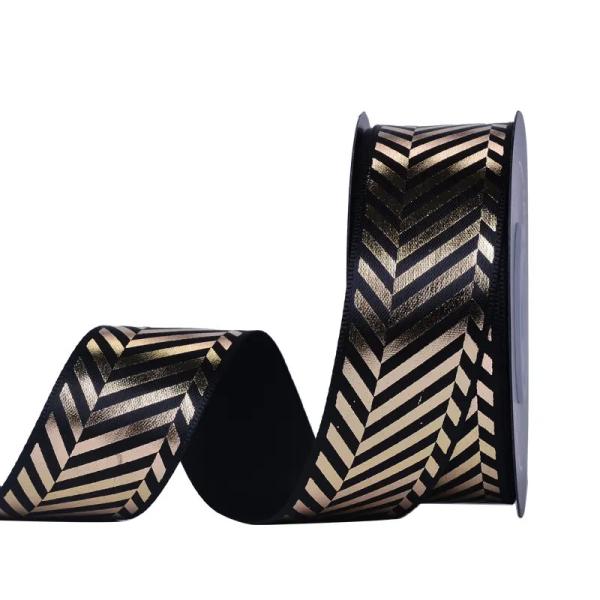 FAMOUS Black Gilding Custom Silk Ribbon Impresso Para Logotipo Regalos fitas Webbing Wholesale