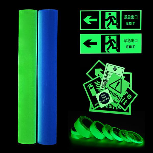 Custom Glow In The Dark Photoluminescent Fire Safety Sign Emergency Exit Warning Sticker