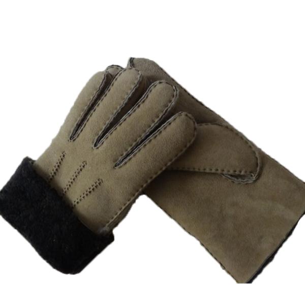Winter Lamb Fur Merino Shearling Sheepskin Gloves Grey Color Fashion Style