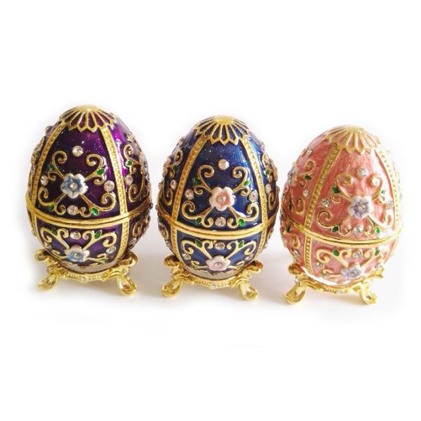 Zinc Alloy Luxury Easter Egg jewelry Box Russian Reticulate Metal Faberge Egg Easter Egg Gift Decorate Box Home Desk