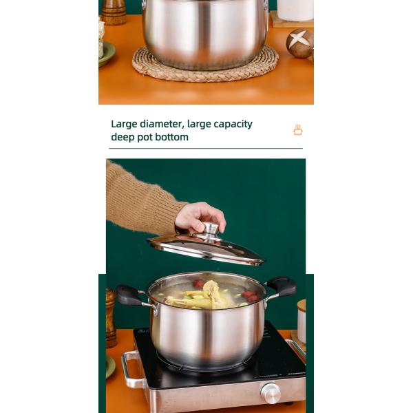 High Quality Home Kitchen Cooker Pasta Pot Stainless Steel Soup Stock Pot Induction Cooking Pot With Lid