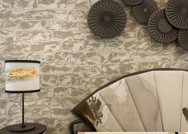 0.53*10m Mould Proof 3D Brick Effect Wall Coverings For TV Background , Stone Pattern