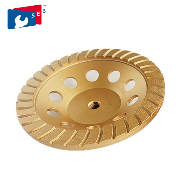 Hot Press Diamond Cup Wheel , Diamond Floor Grinding Disc With Arrow Segment