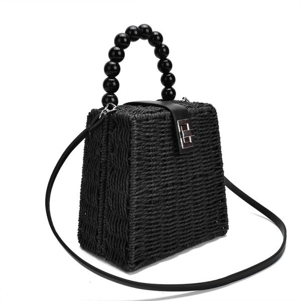 As mulheres do ombro cruzam - o corpo Straw Tote Bag tecido grande praia