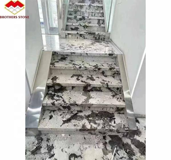 Interior Wall Cut-to-Size Glazed Snow Mountain Silver Fox Marble Stone in Polished Finish