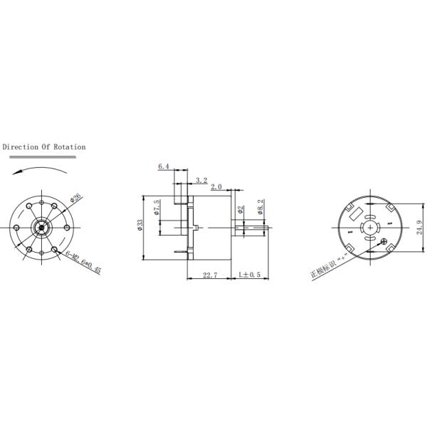 4.5V 6V 12V 2W 2000RPM Motor DC de alto par 33mm RF-520 para voltear el inodoro inteligente