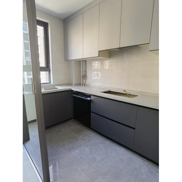 Grain Modern Kitchen Cabinet Handleless Furniture Cabinetry With Linear Shape