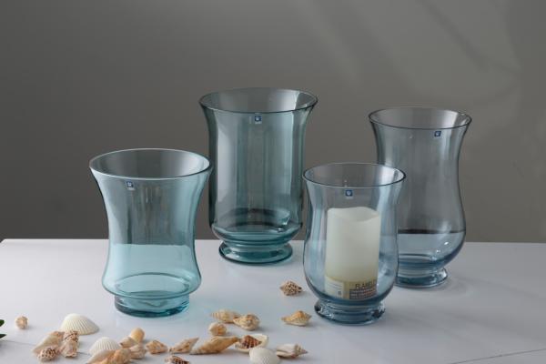Handmade OEM Blue Glass Vase For Home Use