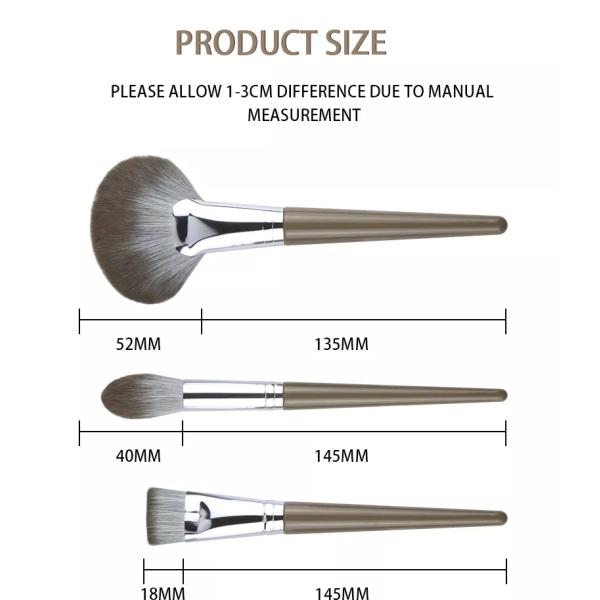 Grey Makeup Brush Set Of Eight Fine Synthetic Hair Cruelty Free