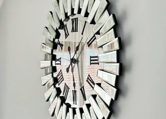 Silver Mirror Wall Clock with Silent Movement and Customizable Design for Elegant Homes